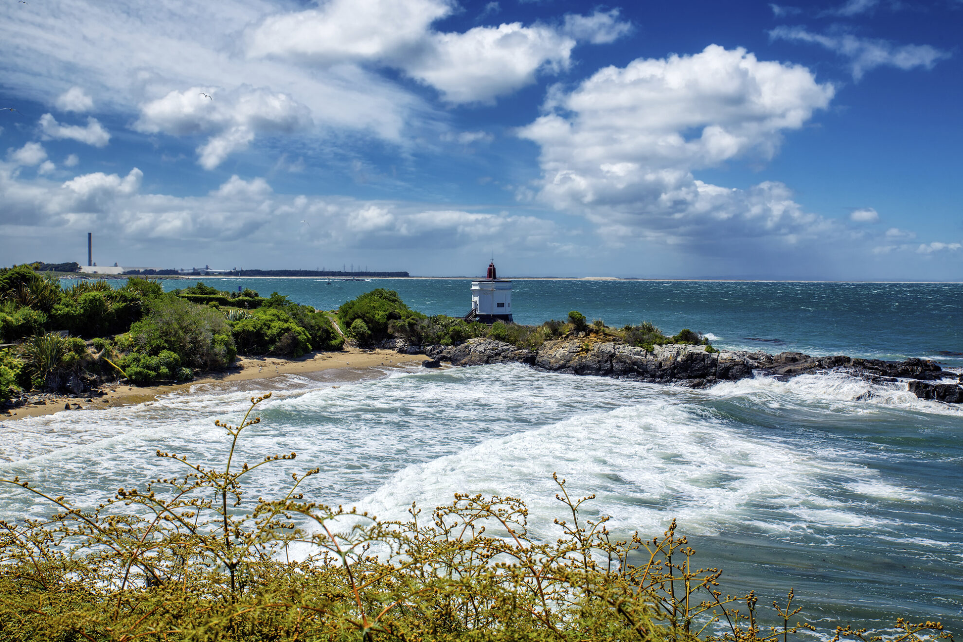 "Stirling Point" an der Küste von Bluff, Neuseeland