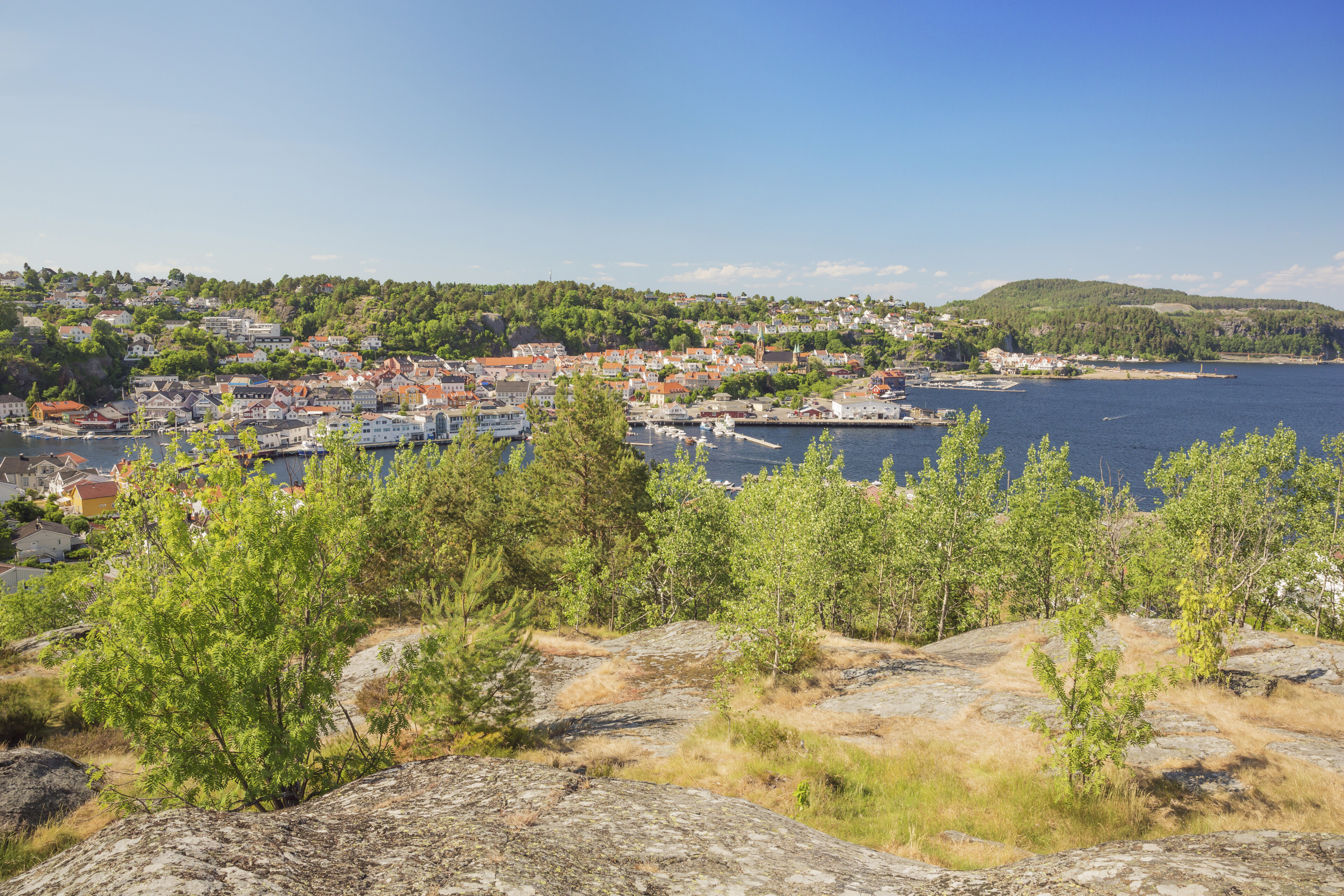 Panoramaaufnahme von Kragero, Norwegen