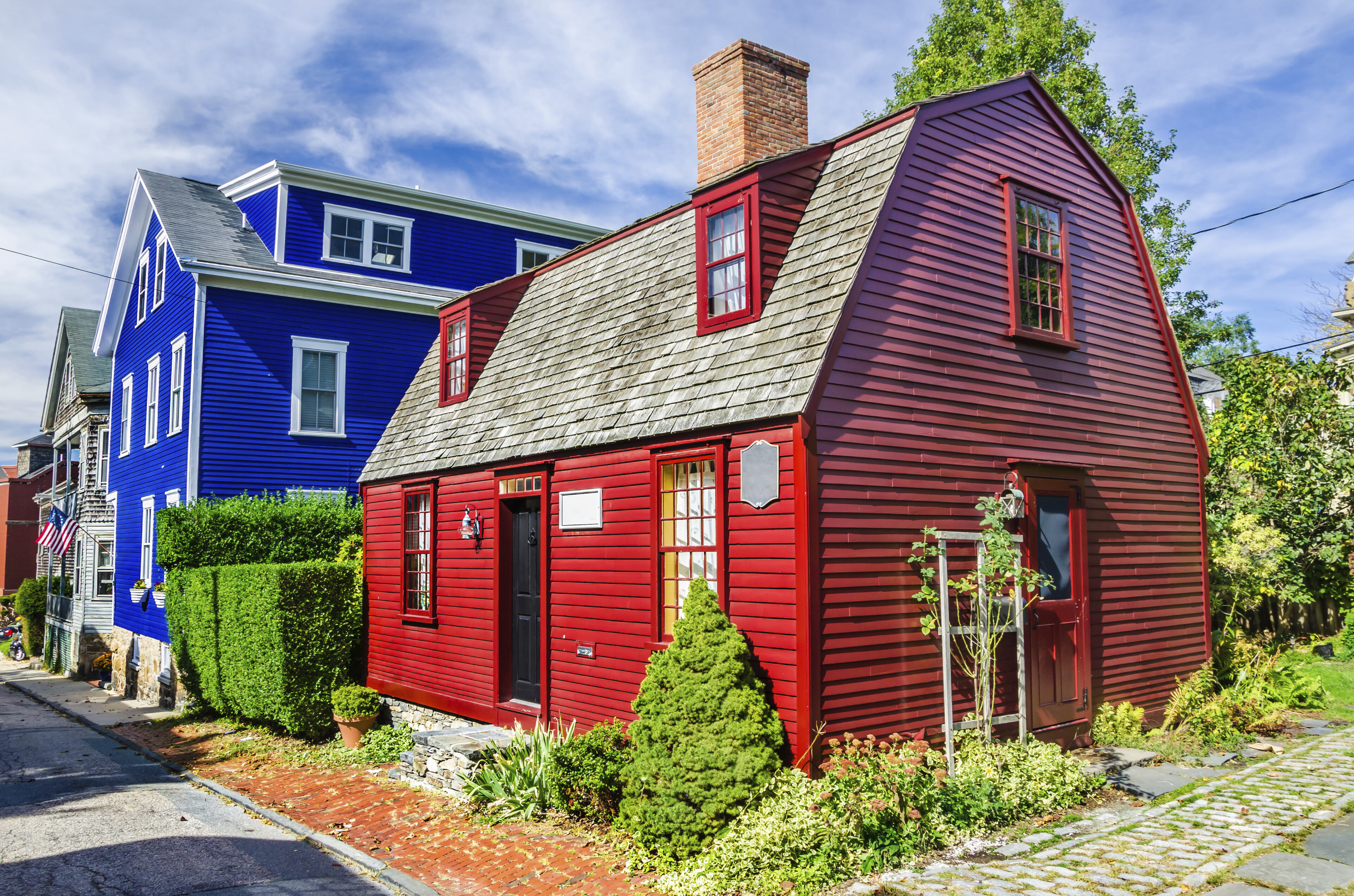 Historische Holzhaeuser in Newport, USA