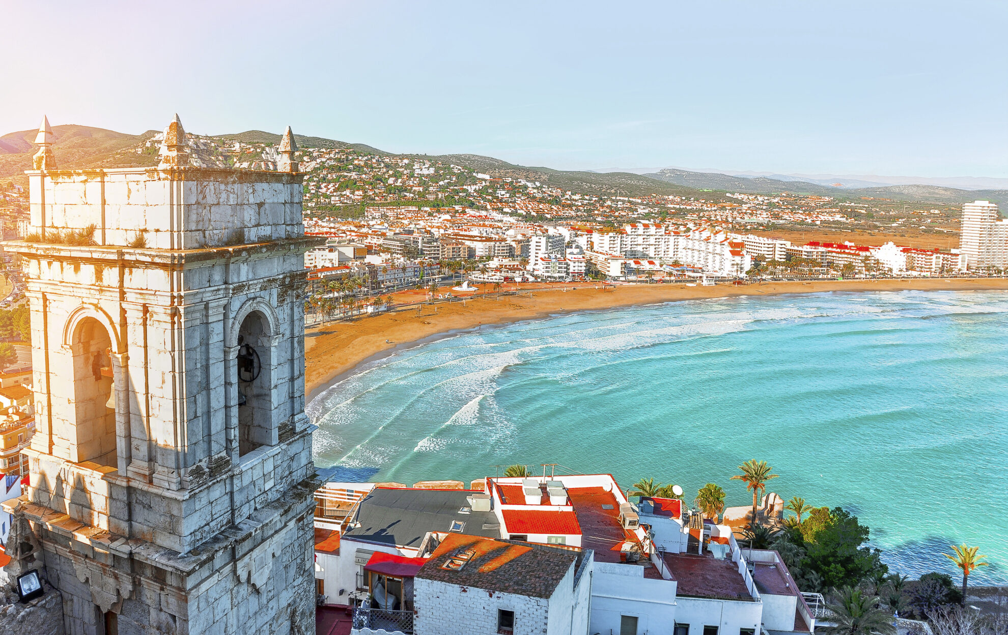 Blick vom Castillo de Peniscola auf die Stadt, Spanien
