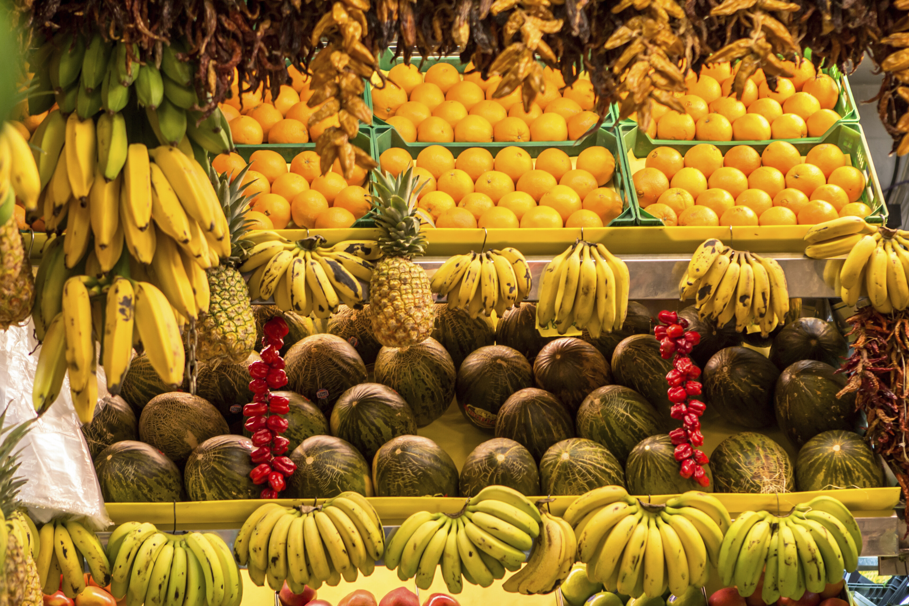 Obst Marktstand in Las Palmas auf Gran Canaria, Spanien